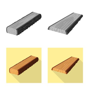 Ağaç ve ham simge vektör çizimi. Hisse senedi için ağaç ve inşaat vektör simge topluluğu.