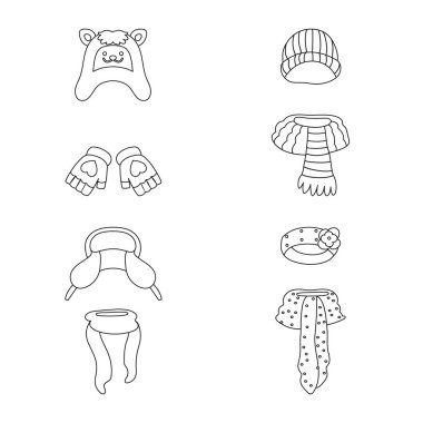 Kış ve soğuk işareti vektör Illustration. Kış ve sıcak stok vektör çizim seti.