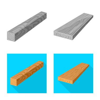 Ağaç ve ham simge vektör çizimi. Hisse senedi için ağaç ve inşaat vektör simge kümesi.