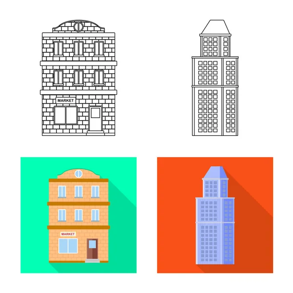 Ilustração vetorial do sinal municipal e central. Coleção de ilustração vetorial de estoque municipal e imobiliário . —  Vetores de Stock