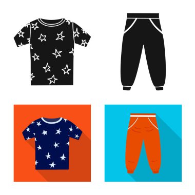 Moda ve giysi simgesi yalıtılmış nesne. Hisse senedi için moda ve pamuk vektör simge topluluğu.