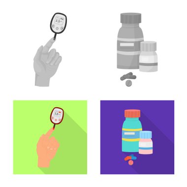 Diyet ve tedavi işareti vektör Illustration. Hisse senedi için diyet ve tıp vektör simge topluluğu.