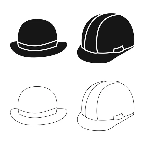 Oggetto isolato di abbigliamento e cappello simbolo. Collezione di abbigliamento e berretto stock symbol per web . — Vettoriale Stock