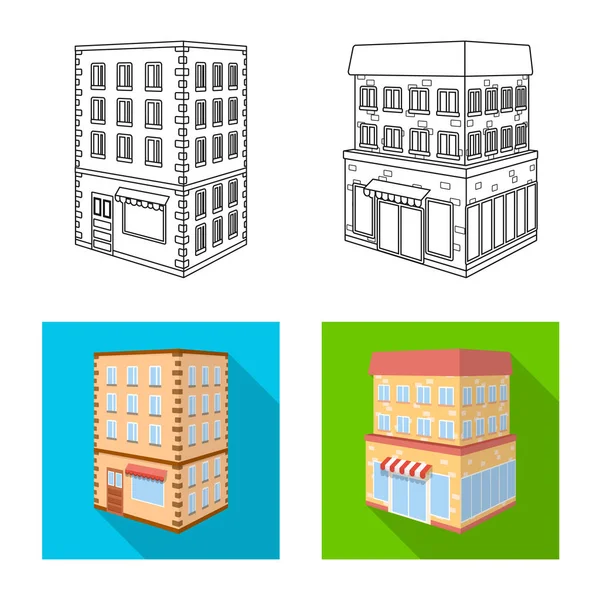 建筑和建筑标志的矢量说明。网络建筑和房地产股票符号的收集. — 图库矢量图片