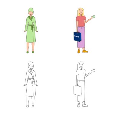 Duruş ve ruh hali logo vektör Illustration. Duruş ve kadın hisse senedi vektör çizim koleksiyonu.