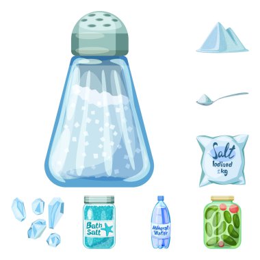 Tuz ve gıda simge vektör Illustration. Tuz ve mineral vektör simgesini hissenin topluluğu.