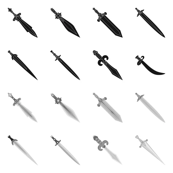 Geïsoleerde object van spel en armor teken. Aantal spel en blade voorraad vectorillustratie. — Stockvector
