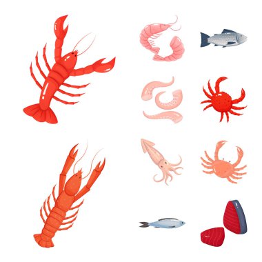 Gıda ve deniz logosu yalıtılmış nesne. Gıda ve sağlıklı hisse senedi simgesi için web topluluğu.