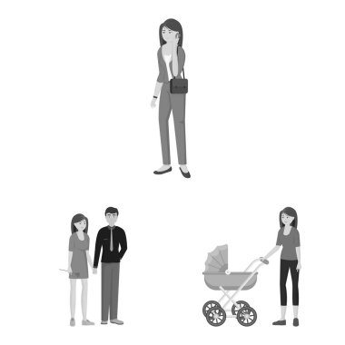 Yüz ve portre simgesinin vektör çizimi. Web için yüz ve mutlu stok sembolü koleksiyonu.