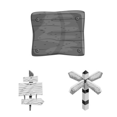 Tabela ve ahşap simgesi yalıtılmış nesne. Hisse senedi için tabela ve ağaç vektör simge topluluğu.