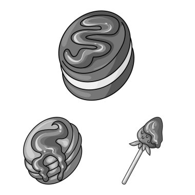 Tatlı ve karamel işareti vektör tasarımı. Tatlı ve mutfak hisse senedi vektör çizim seti.