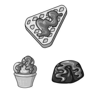 Tatlı ve karamel işareti vektör tasarımı. Hisse senedi için tatlı ve mutfak vektör simge kümesi.