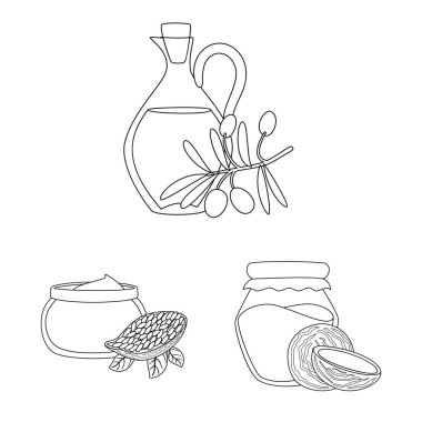 Sağlıklı ve bitkisel sembolün vektör illüstrasyonu. Sağlıklı ve organik stok vektör illüstrasyon seti.