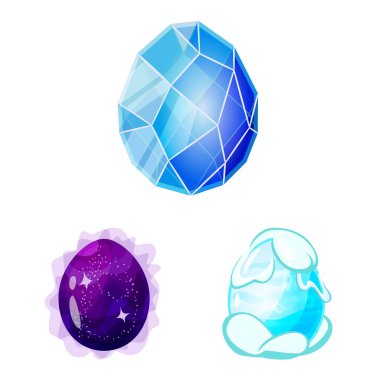 Dinozor ve sihirli logo izole nesne. Dinozor ve fantezi stok vektör illüstrasyon koleksiyonu.