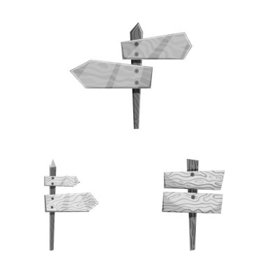 Tabela ve ahşap işareti vektör illüstrasyon. Stok için tabela ve ağaç vektör simgesi kümesi.