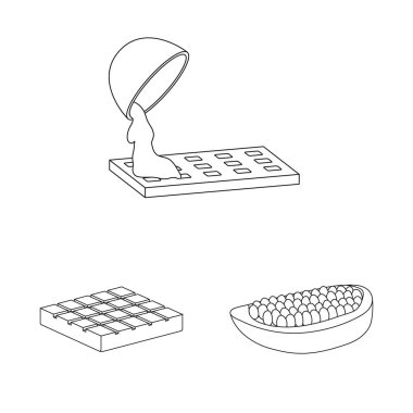 Kakao ve fasulye sembolü izole nesne. Stok için kakao ve tatlılık vektör simgesi koleksiyonu.