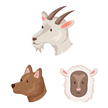 İzole nesne çiftlik ve baş işareti. Stok için çiftlik ve ev yapımı vektör simgesi seti.