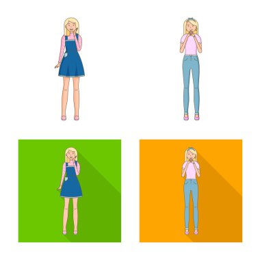 Duruş ve ruh hali simge vektör Illustration. Duruş ve kadın hisse senedi vektör çizim koleksiyonu.