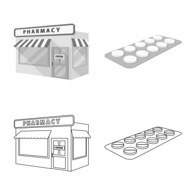 Perakende ve sağlık işareti vektör tasarımı. Web için perakende ve sağlık hisse senedi simgesi kümesi.