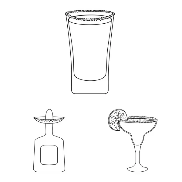 Geïsoleerde object van Mexico en tequila pictogram. Set van Mexico en fiesta vector pictogram voor voorraad. — Stockvector