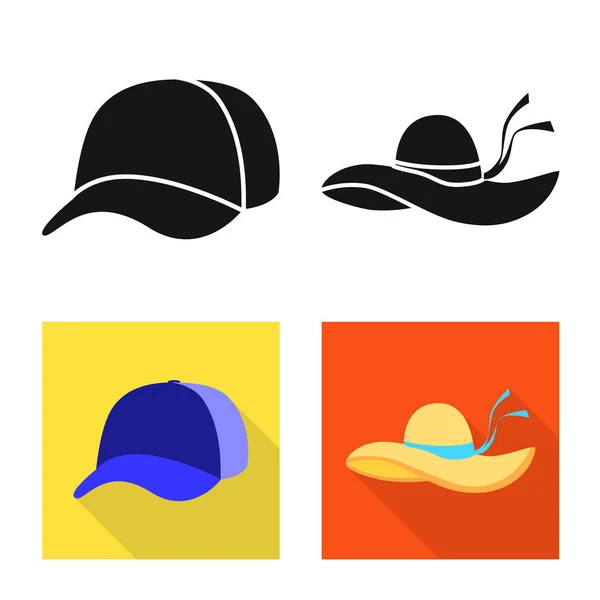 Diseño vectorial de la ropa y el icono de la tapa. Conjunto de ilustración de vectores de ropa y boina . — Vector de stock