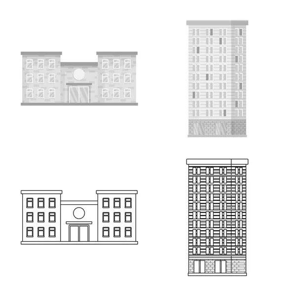 Objeto aislado del logotipo municipal y central. Colección de icono vectorial municipal y patrimonial para stock . — Archivo Imágenes Vectoriales