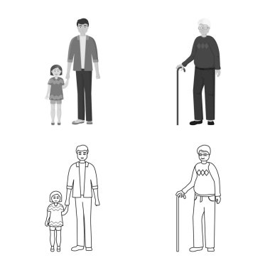 Karakter ve avatar logo yalıtılmış nesne. Karakter ve portre hisse senedi vektör çizim seti.