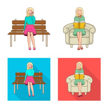 Duruş ve ruh hali işareti vektör Illustration. Duruş ve kadın hisse senedi vektör çizim.