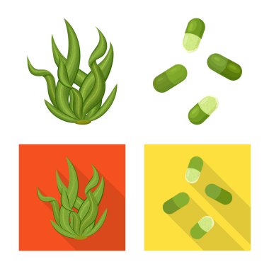 Protein ve deniz simge vektör tasarımı. Protein ve hisse senedi için doğal vektör simge kümesi.