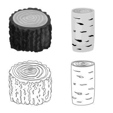 Ağaç ve ham logo vektör tasarımı. Hisse senedi için ağaç ve inşaat vektör simge kümesi.