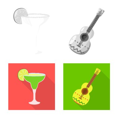 Kafe ve Latin simge vektör tasarımı. Kafe ve hisse senedi için ulusal vektör ikon koleksiyonu.