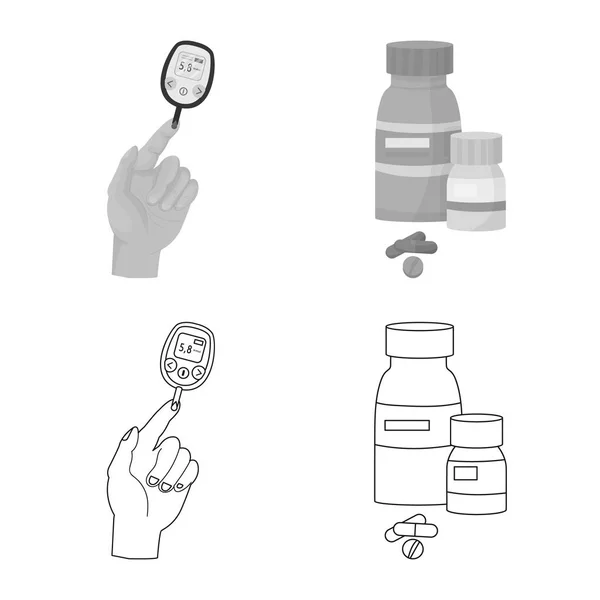 Illustrazione vettoriale del logo dieta e trattamento. Set di dieta e medicina icona vettoriale per magazzino . — Vettoriale Stock