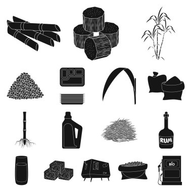 Sakaroz ve teknoloji logosu izole nesne. Web için sakaroz ve baston stok sembolü koleksiyonu.