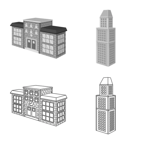 Objeto aislado de construcción y logotipo del edificio. Colección de construcción y patrimonio símbolo de la web . — Archivo Imágenes Vectoriales