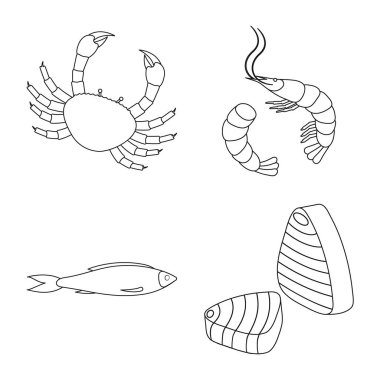 Gıda ve deniz sembolü yalıtılmış nesne. Gıda ve sağlıklı hisse senedi simgesi için web topluluğu.