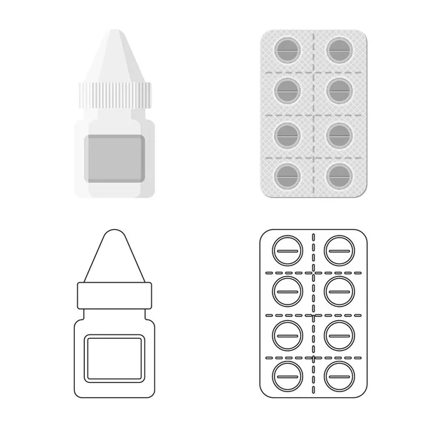 Oggetto isolato di simbolo della vendita al dettaglio e della sanità. Set di illustrazioni vettoriali di stock retail e wellness . — Vettoriale Stock