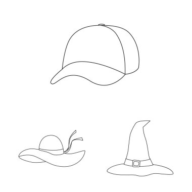 Şapkalar ve napper simge vektör tasarımı. Web için başlıklar ve kask hisse senedi simgesi kümesi.