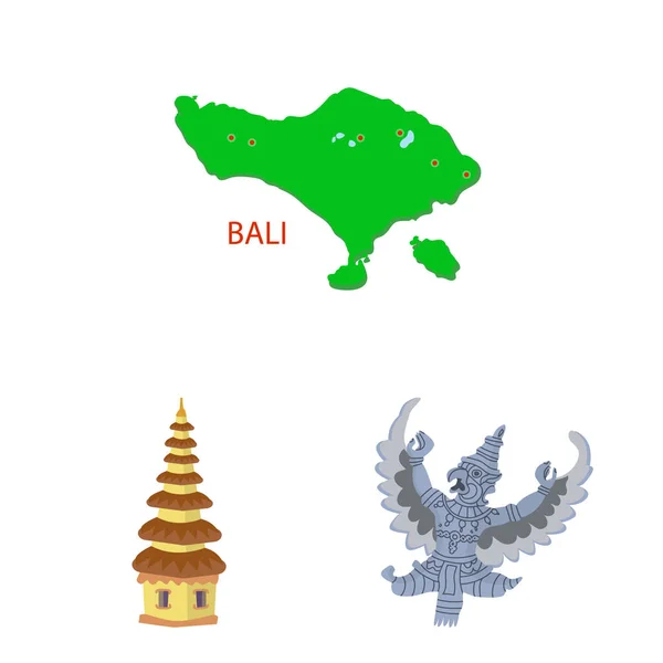 Bali ve Endonezya simgesivektör tasarımı. Hisse senedi için bali ve karayip vektör simgesi seti. — Stok Vektör