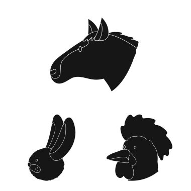 Çiftlik ve organik sembol Vektör illüstrasyon. Stok için çiftlik ve baş vektör simgesinin toplanması.