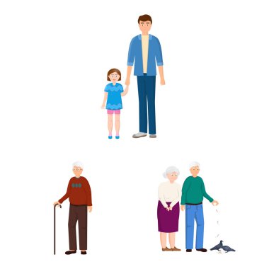 Aile ve insanların vektör illüstrasyon işareti. Web için aile ve avatar stok sembolü seti.