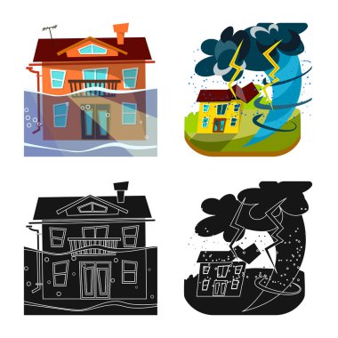 Hava ve sıkıntı simge vektör Illustration. Hava ve web için crash hisse senedi simgesi toplama.