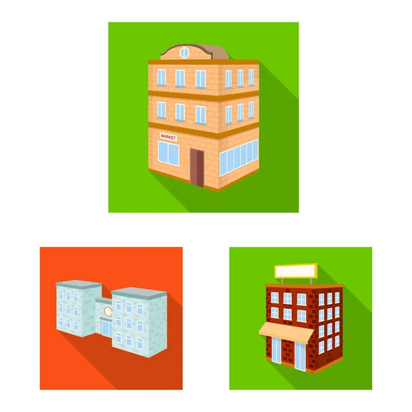 Projeto vetorial de construção e logotipo do edifício. Conjunto de construção e ícone do vetor imobiliário para estoque . — Vetor de Stock