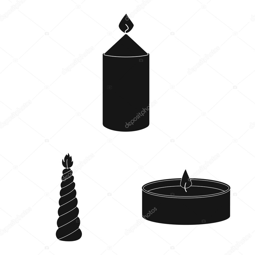 Isolated object of candlelight and decoration sign. Set of candlelight and wax stock vector illustration.