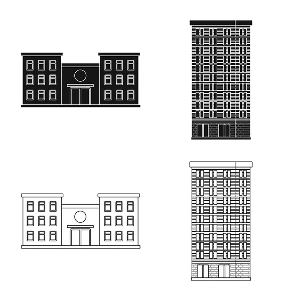 Vector ontwerp van gemeentelijke en pictogram van het centrum. Set van gemeentelijke en landgoed voorraad vectorillustratie. — Stockvector