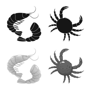 Taze ve restoran logo vektör tasarımı. Hisse senedi için taze ve deniz vektör simge kümesi.