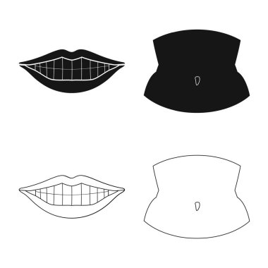 Vücudun illüstrasyon vektör ve işareti bölüm. Hisse senedi için vücut ve anatomi vektör simge topluluğu.