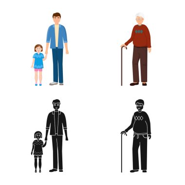 Karakter ve avatar simge vektör tasarımı. Karakter ve portre hisse senedi vektör çizim seti.