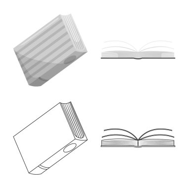 Eğitim ve kapak logosu yalıtılmış nesne. Eğitim ve hisse senedi için kitapçı vektör simge kümesi.