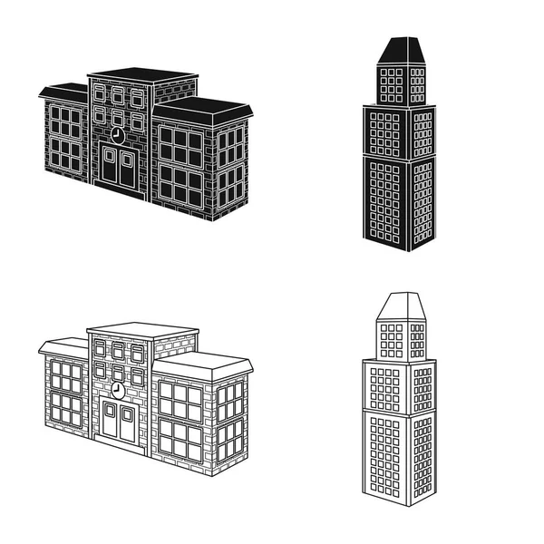 Oggetto isolato di costruzione e simbolo dell'edificio. Set di costruzione e stock immobiliare simbolo per il web . — Vettoriale Stock