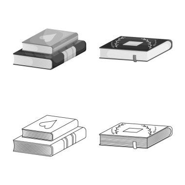 Eğitim ve kapak sembolü yalıtılmış nesne. Eğitim ve hisse senedi için kitapçı vektör simge kümesi.